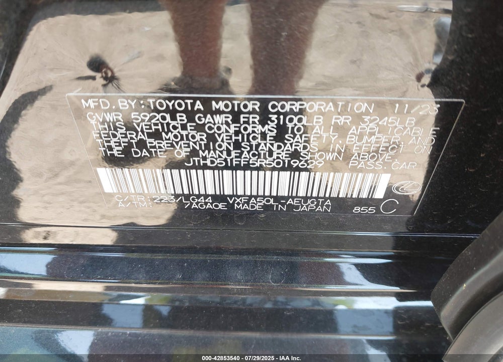 2024 LEXUS LS 500 VIN: JTHD51FF5R5019629