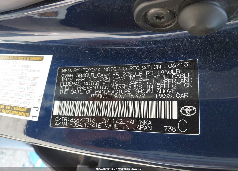 2013 TOYOTA COROLLA LE VIN: JTDBU4EE9DJ115379