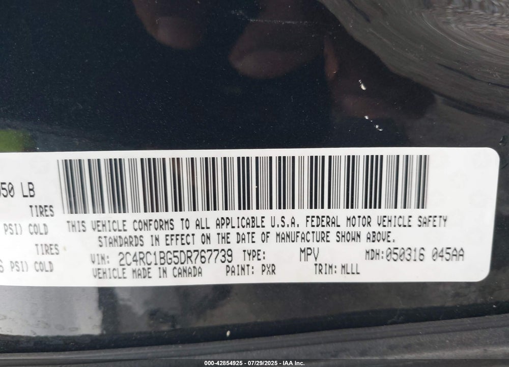 2013 CHRYSLER TOWN & COUNTRY TOURING VIN: 2C4RC1BG5DR767739
