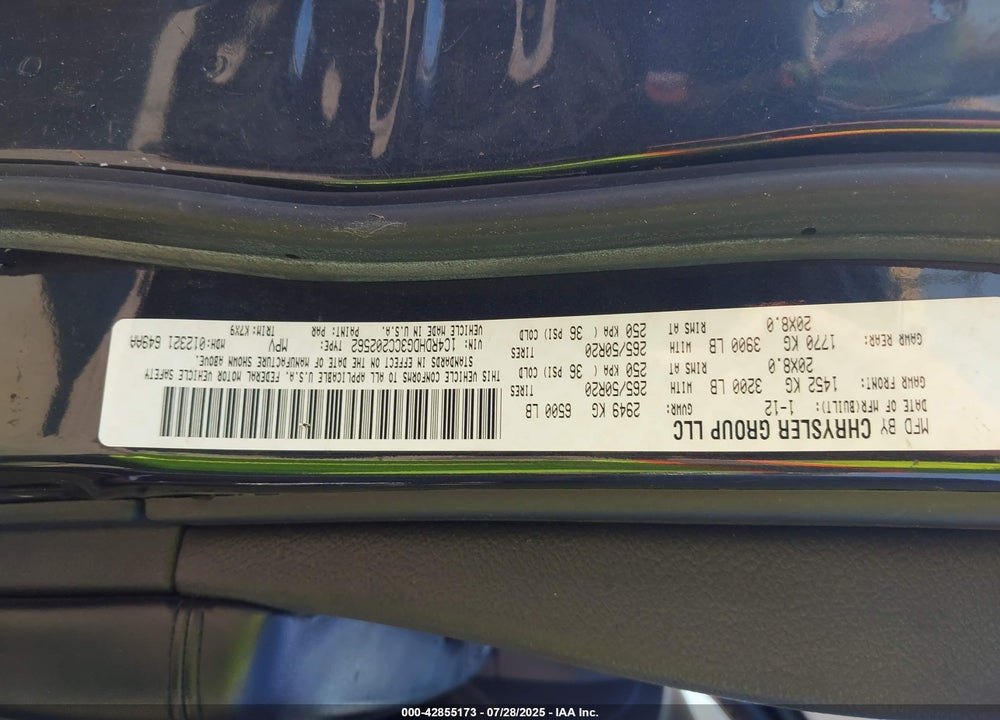 2012 DODGE DURANGO VIN: 1C4RDHDG3CC202562
