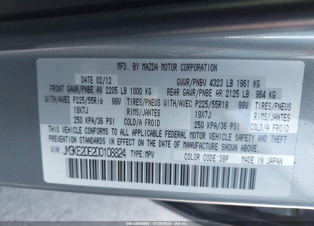 2013 MAZDA CX-5 VIN: JM3KE2DE2D0108824