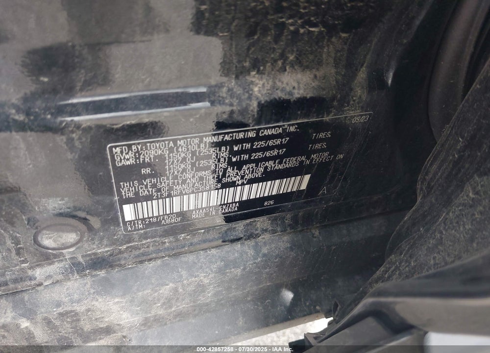 2023 TOYOTA RAV4 VIN: 2T3F1RFV6PC358158