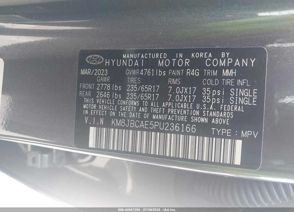 2023 HYUNDAI TUCSON VIN: KM8JBCAE5PU236166