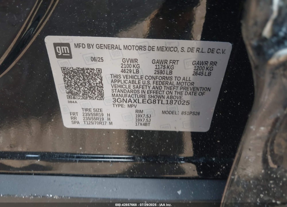 2026 CHEVROLET EQUINOX FWD RS VIN: 3GNAXLEG8TL187025