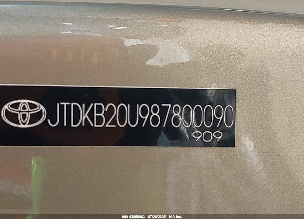 2008 TOYOTA PRIUS VIN: JTDKB20U987800090