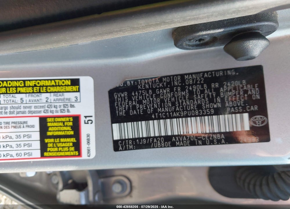 2023 TOYOTA CAMRY LE VIN: 4T1C11AK9PU083359