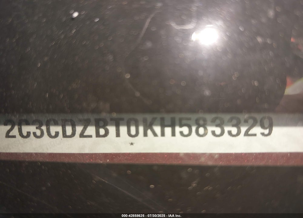 2019 DODGE CHALLENGER VIN: 2C3CDZBT0KH583329