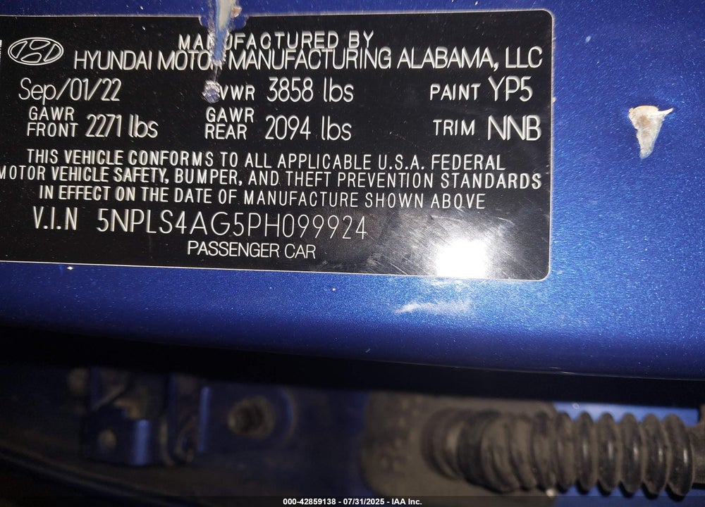 2023 HYUNDAI ELANTRA VIN: 5NPLS4AG5PH099924