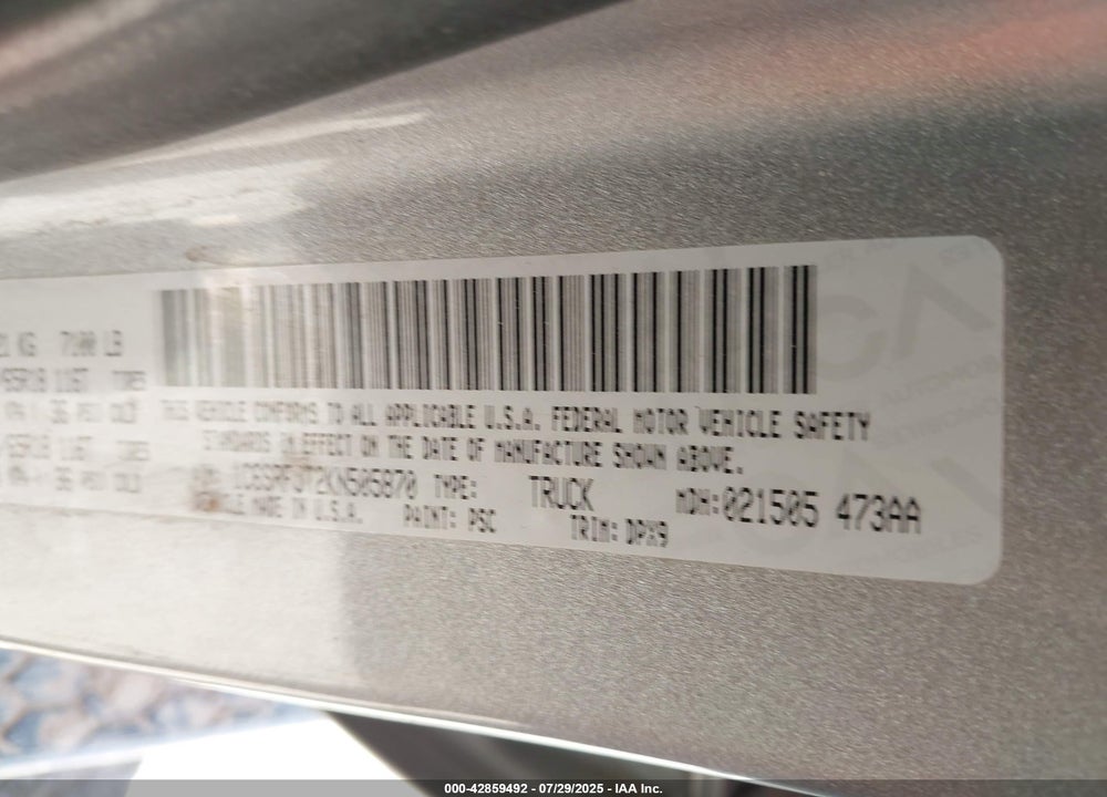 2019 RAM 1500 VIN: 1C6SRFJT2KN505870