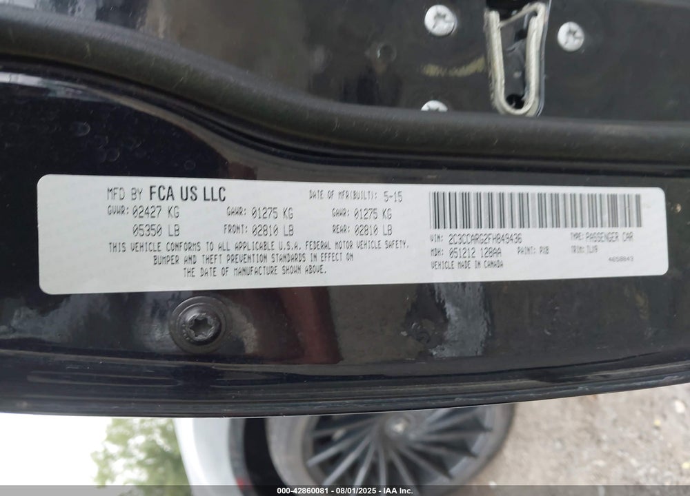 2015 CHRYSLER 300 VIN: 2C3CCARG2FH849436