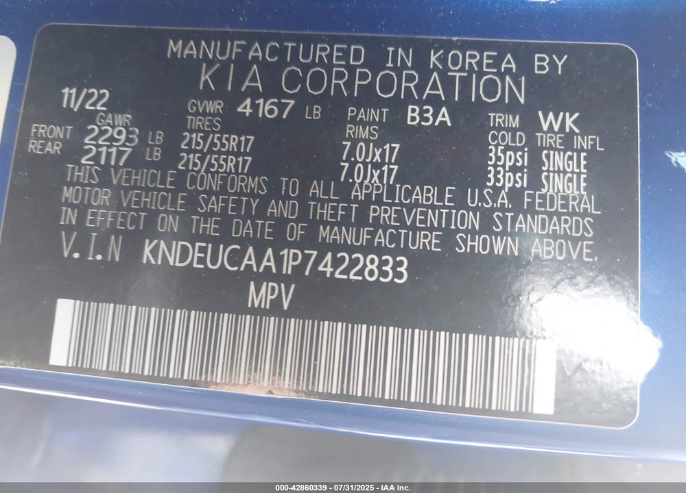 2023 KIA SELTOS S VIN: KNDEUCAA1P7422833