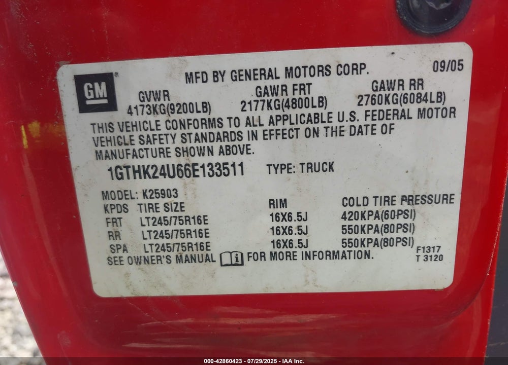 2006 GMC SIERRA 2500HD WORK TRUCK VIN: 1GTHK24U66E133511