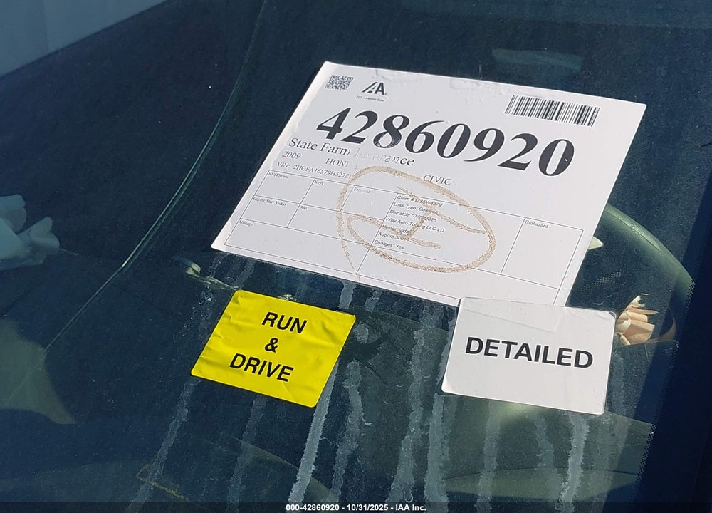 2009 HONDA CIVIC LX VIN: 2HGFA16579H527818