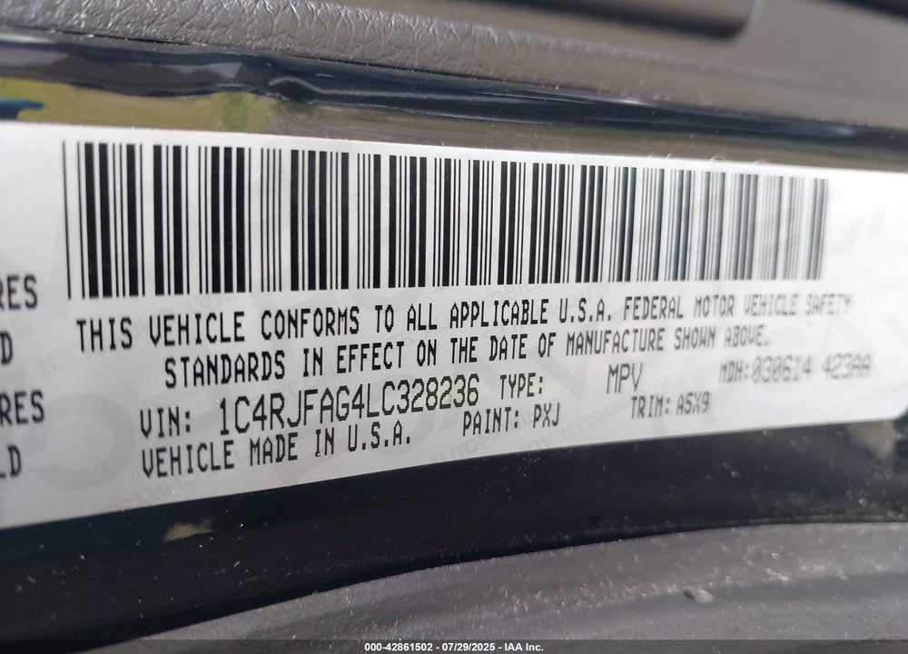 2020 JEEP GRAND CHEROKEE LAREDO E 4X4 VIN: 1C4RJFAG4LC328236