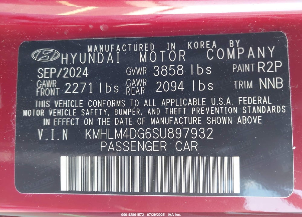 2025 HYUNDAI ELANTRA SEL SPORT VIN: KMHLM4DG6SU897932