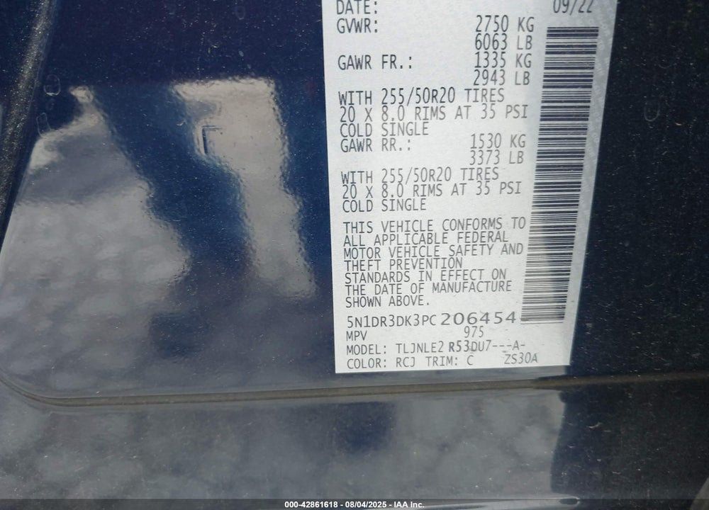 2023 NISSAN PATHFINDER VIN: 5N1DR3DK3PC206454