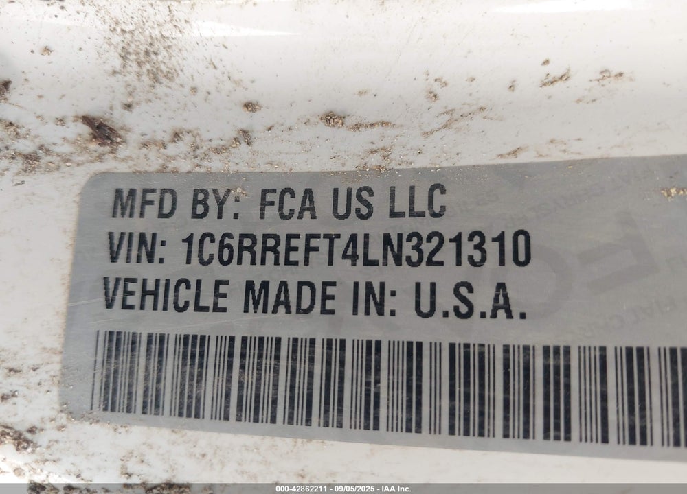 2020 RAM 1500 VIN: 1C6RREFT4LN321310