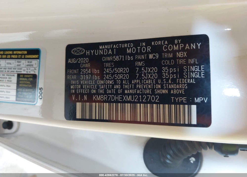 2021 HYUNDAI PALISADE CALLIGRAPHY VIN: KM8R7DHEXMU212702