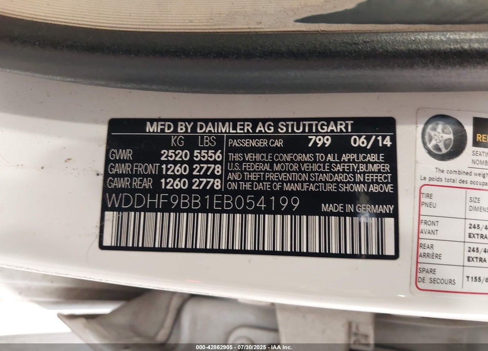2014 MERCEDES-BENZ E 550 4MATIC VIN: WDDHF9BB1EB054199