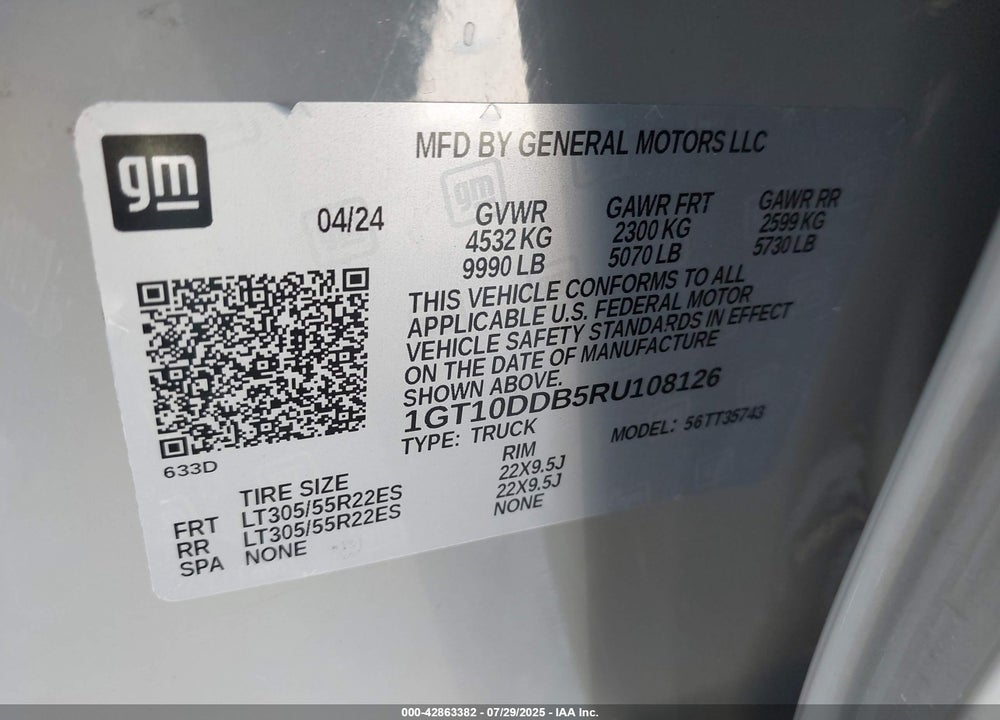 2024 GMC HUMMER EV VIN: 1GT10DDB5RU108126