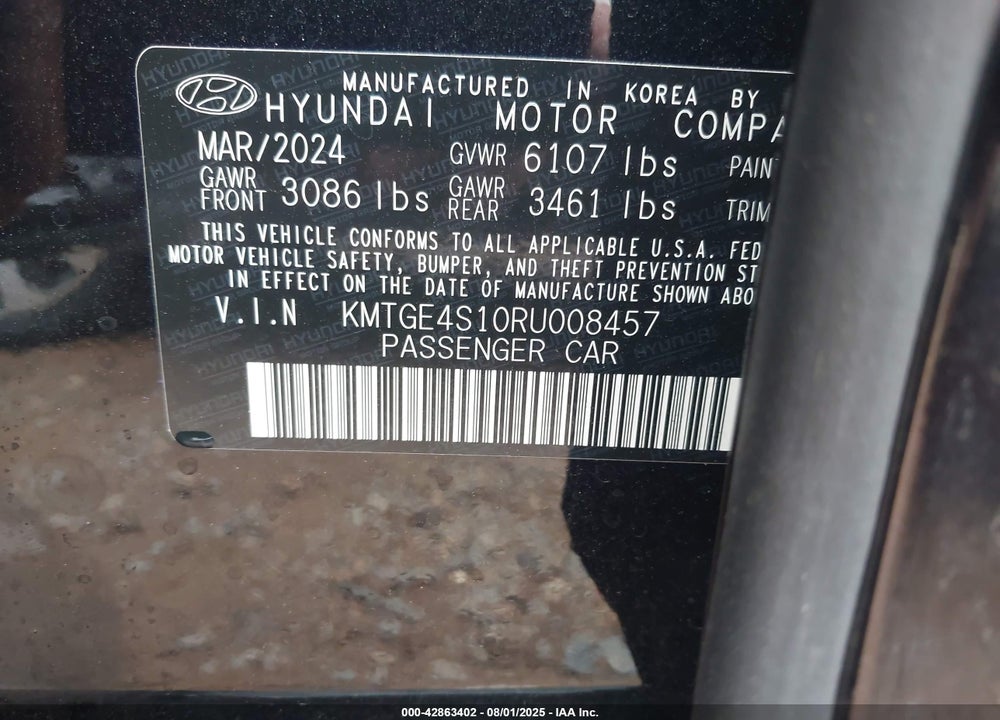 2024 GENESIS G80 VIN: KMTGE4S10RU008457