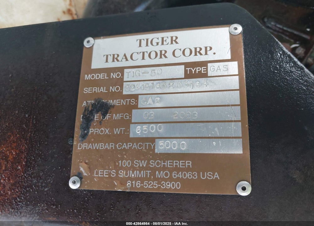 2003 EQUIPMENT TIGER TRACT TIG VIN: 52416-16-0203-164