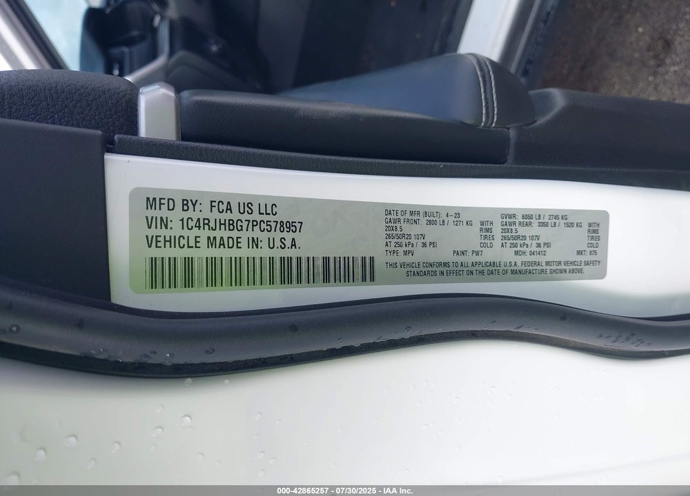 2023 JEEP GRAND CHEROKEE VIN: 1C4RJHBG7PC578957