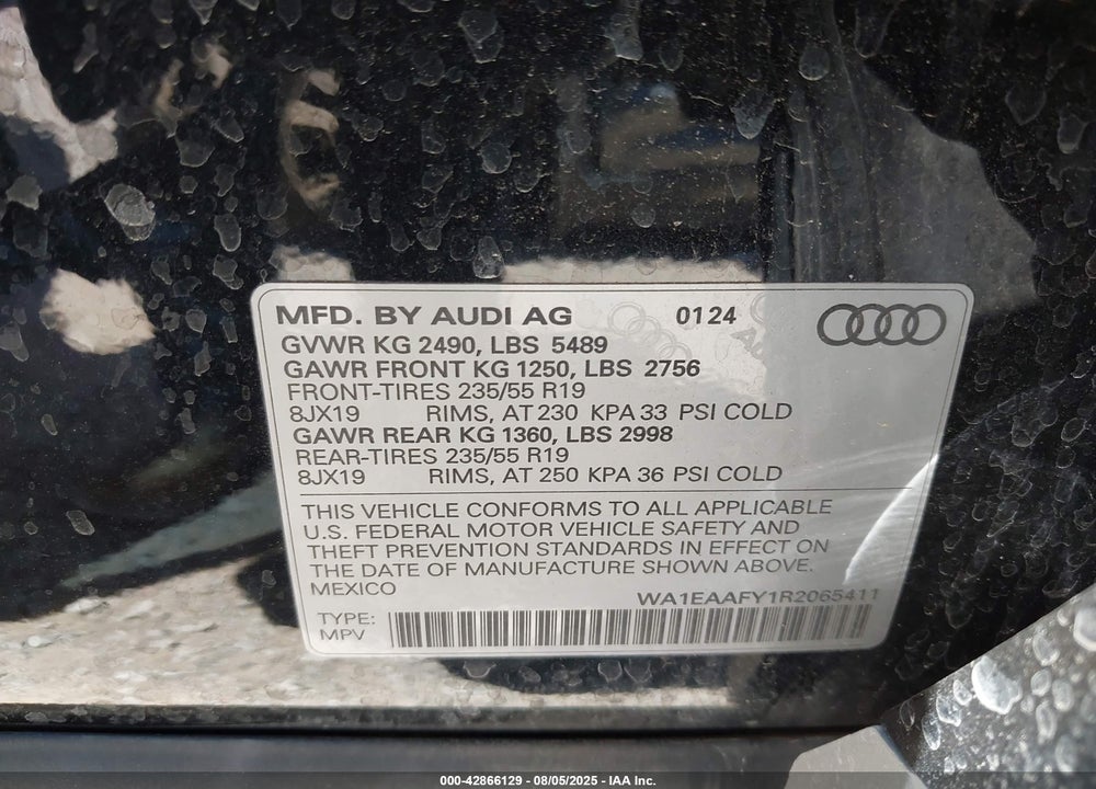 2024 AUDI Q5 VIN: WA1EAAFY1R2065411