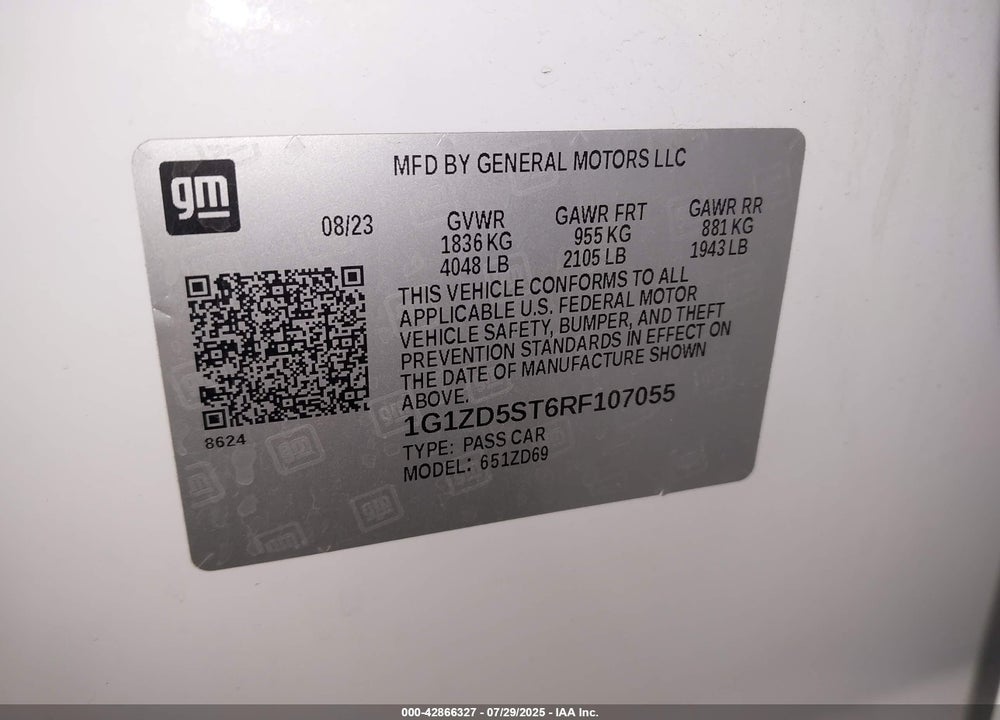 2024 CHEVROLET MALIBU VIN: 1G1ZD5ST6RF107055