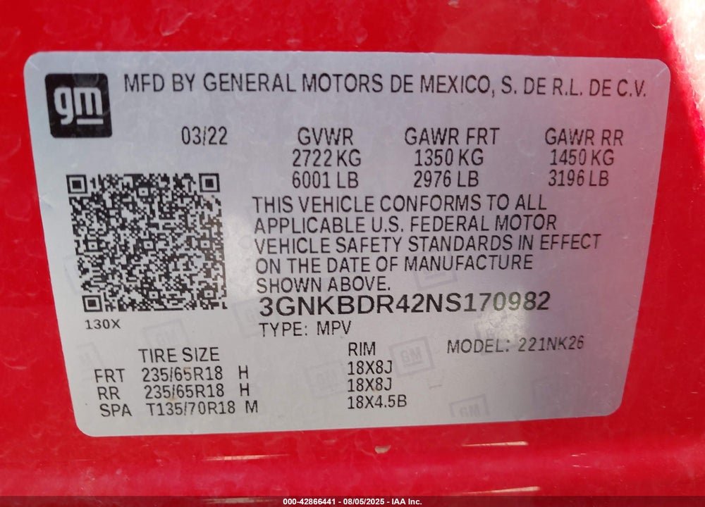 2022 CHEVROLET BLAZER VIN: 3GNKBDR42NS170982