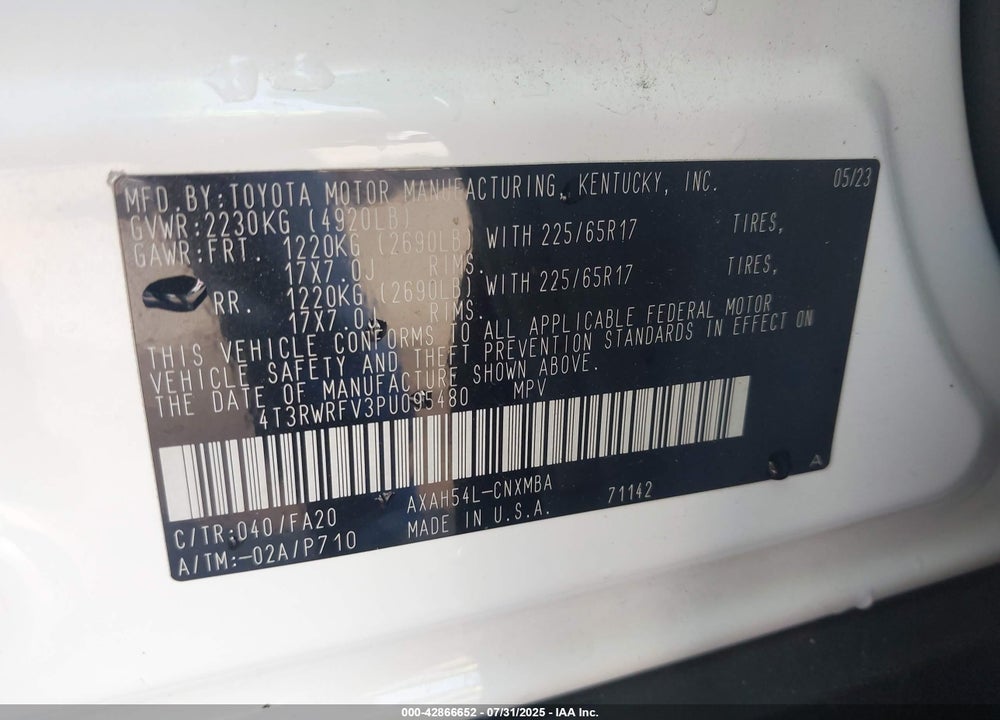 2023 TOYOTA RAV4 HYBRID XLE VIN: 4T3RWRFV3PU095480