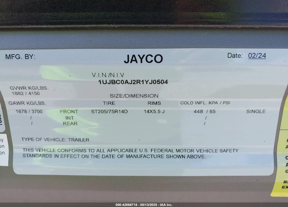 2024 JAYCO JAY FLIGHT SLX STX EDITION 174BH VIN: 1UJBC0AJ2R1YJ0504