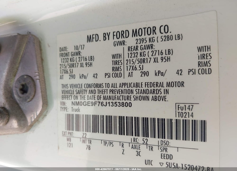 2018 FORD TRANSIT CONNECT XLT VIN: NM0GE9F76J1353800