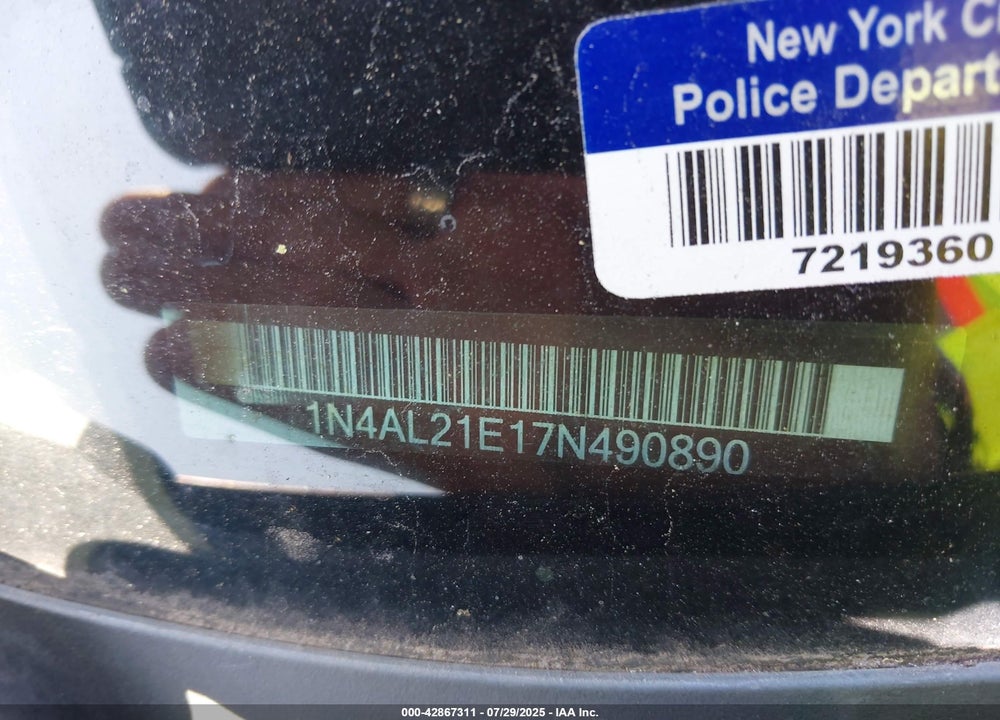 2007 NISSAN ALTIMA VIN: 1N4AL21E17N490890