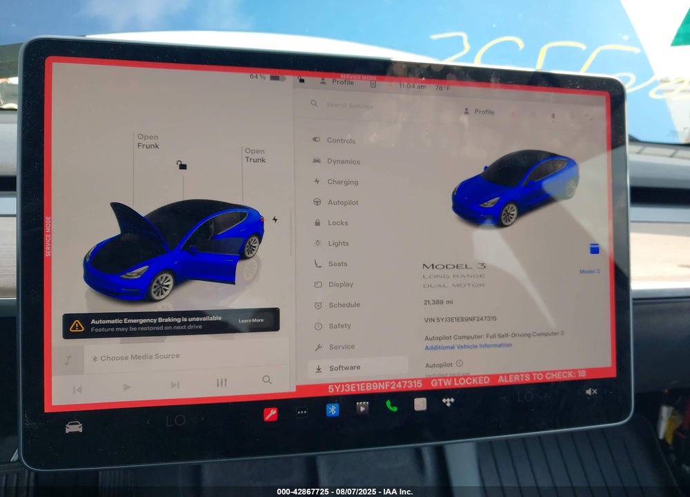 2022 TESLA MODEL 3 LONG RANGE DUAL MOTOR ALL-WHEEL DRIVE VIN: 5YJ3E1EB9NF247315