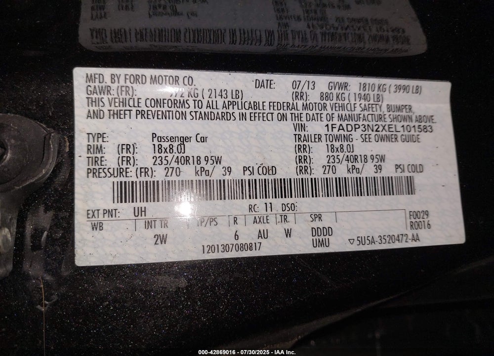 2014 FORD FOCUS TITANIUM VIN: 1FADP3N2XEL101583