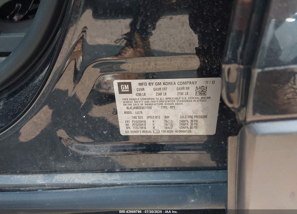 2014 BUICK ENCORE VIN: KL4CJASB3EB611550