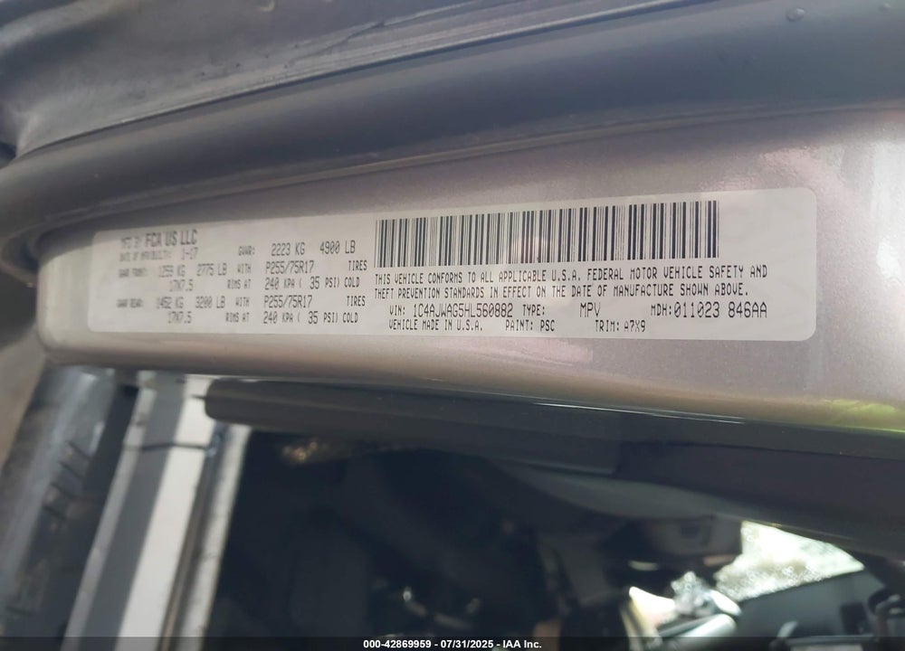 2017 JEEP WRANGLER / VIN: 1C4AJWAG5HL560882