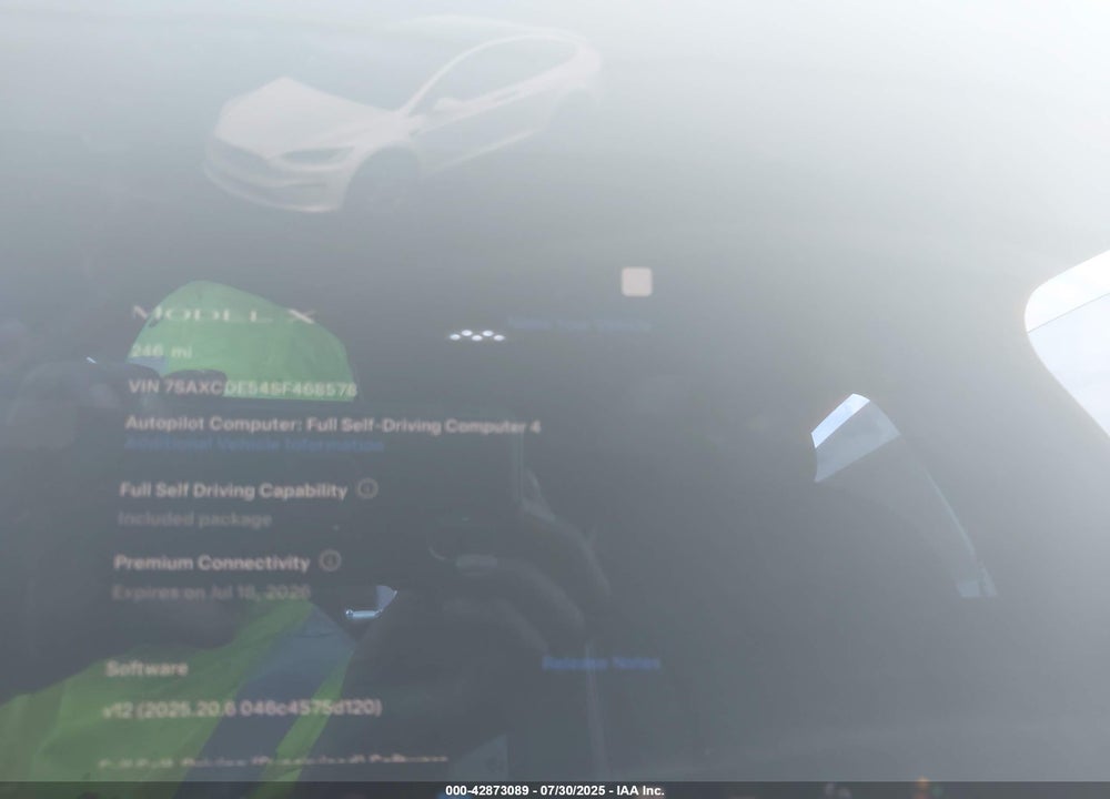 2025 TESLA MODEL X VIN: 7SAXCDE54SF468578