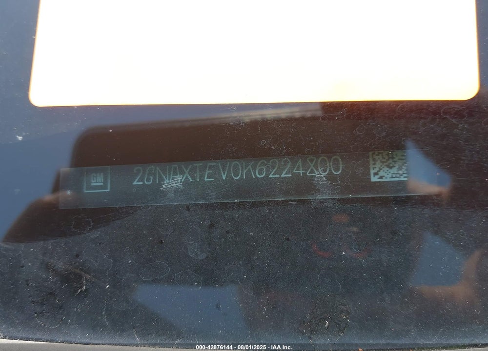 2019 CHEVROLET EQUINOX VIN: 2GNAXTEV0K6224800