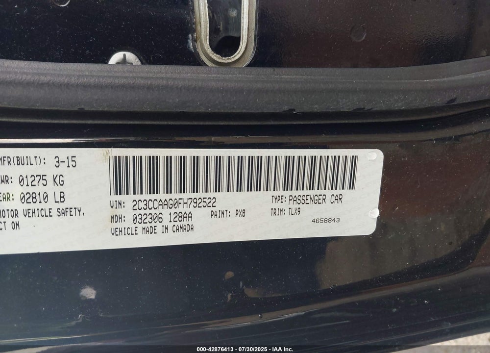 2015 CHRYSLER 300 VIN: 2C3CCAAG0FH792522