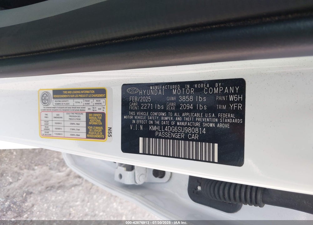 2025 HYUNDAI ELANTRA VIN: KMHLL4DG6SU980814