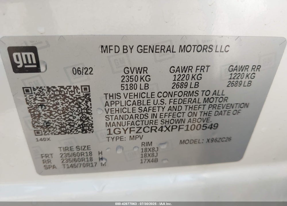 2023 CADILLAC XT4 VIN: 1GYFZCR4XPF100549