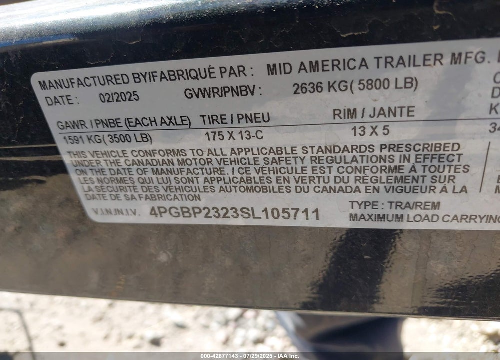 2025 TRAILER 2021 SUNTRACKER SF22 XP3 VIN: 4PGBP2323SL105711