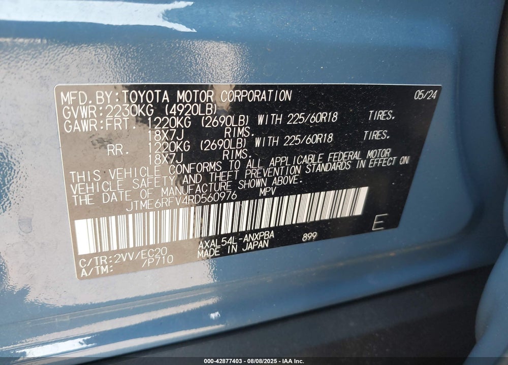 2024 TOYOTA RAV4 HYBRID VIN: JTME6RFV4RD560976