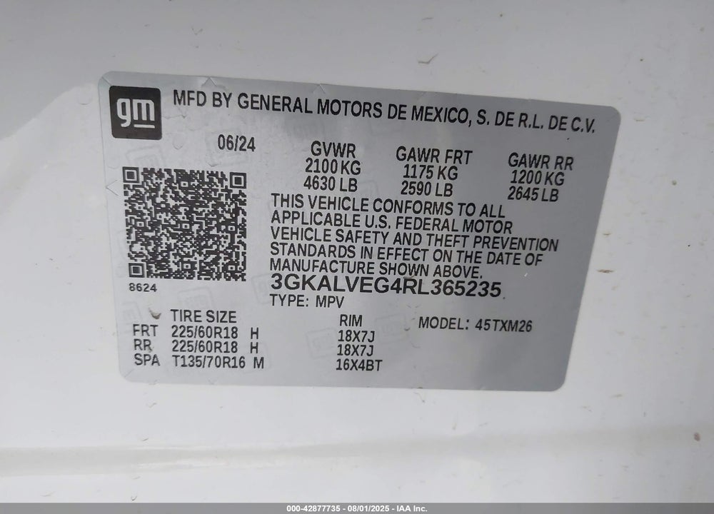 2024 GMC TERRAIN AWD SLT VIN: 3GKALVEG4RL365235