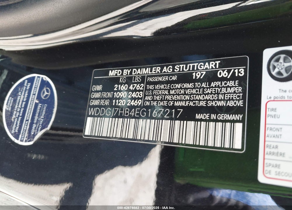 2014 MERCEDES-BENZ C CLASS VIN: WDDGJ7HB4EG167217