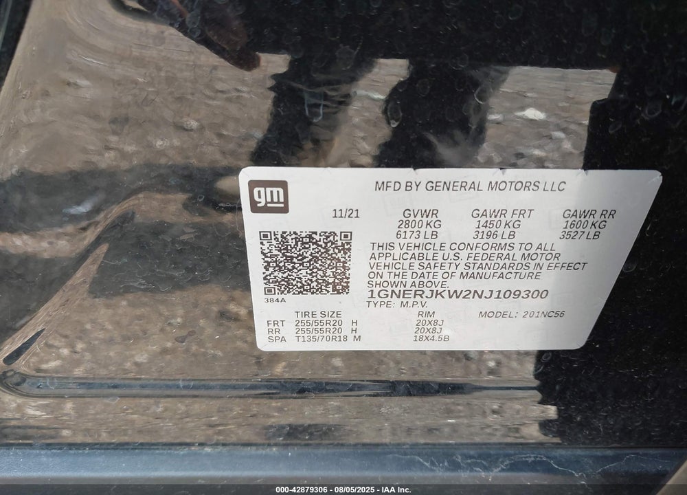 2022 CHEVROLET TRAVERSE VIN: 1GNERJKW2NJ109300