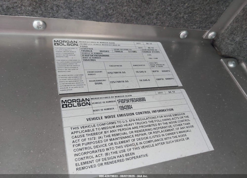 2014 FORD F-59 COMMERCIAL STRIPPED VIN: 1F65F5KY9E0A08080