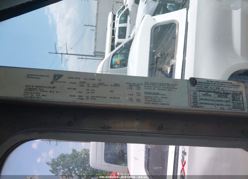 2013 FREIGHTLINER CHASSIS M LINE WALK-IN VAN VIN: 4UZAC3DV6DCFF6931